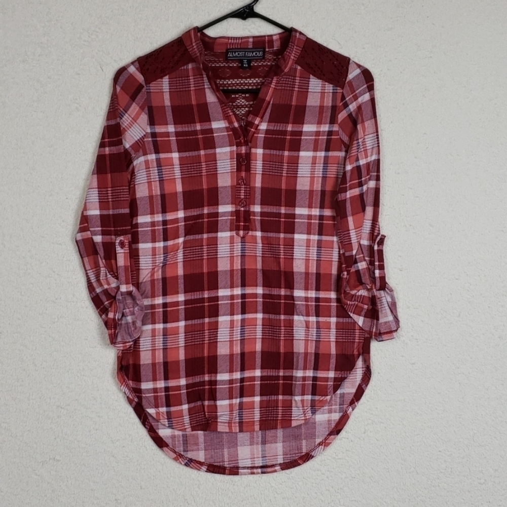 Almost famous flannel look top size XS